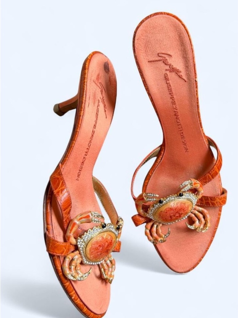 Giuseppe Zanotti Embellished Crab Cancer Kitten Heel Sandals Vintage Archival 38 - Picture 13 of 15